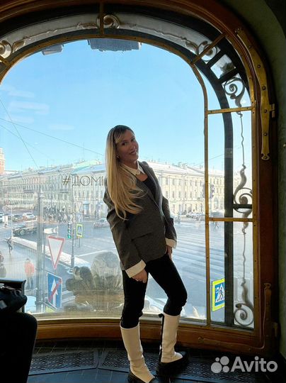 Сапоги женские бежевые 38