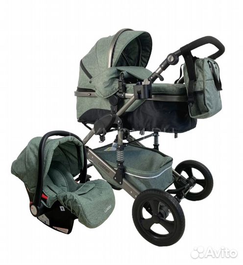 Коляска luxmom 555 3B1 (зеленый лен)