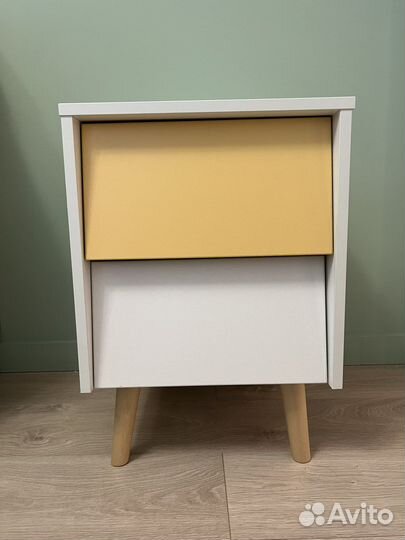 Тумба прикроватная белая/желтая