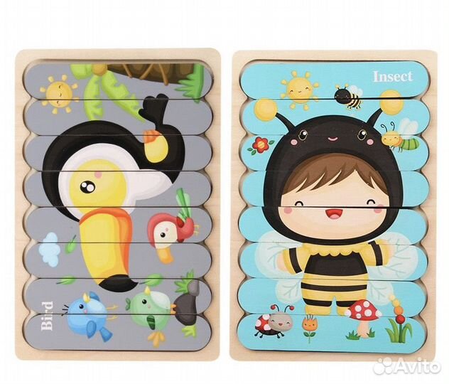 Пазлы детские двухсторонние 2 шт