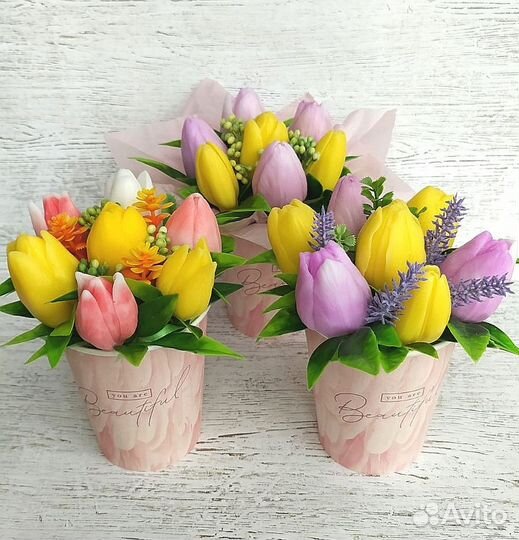 Букет тюльпанов из мыла