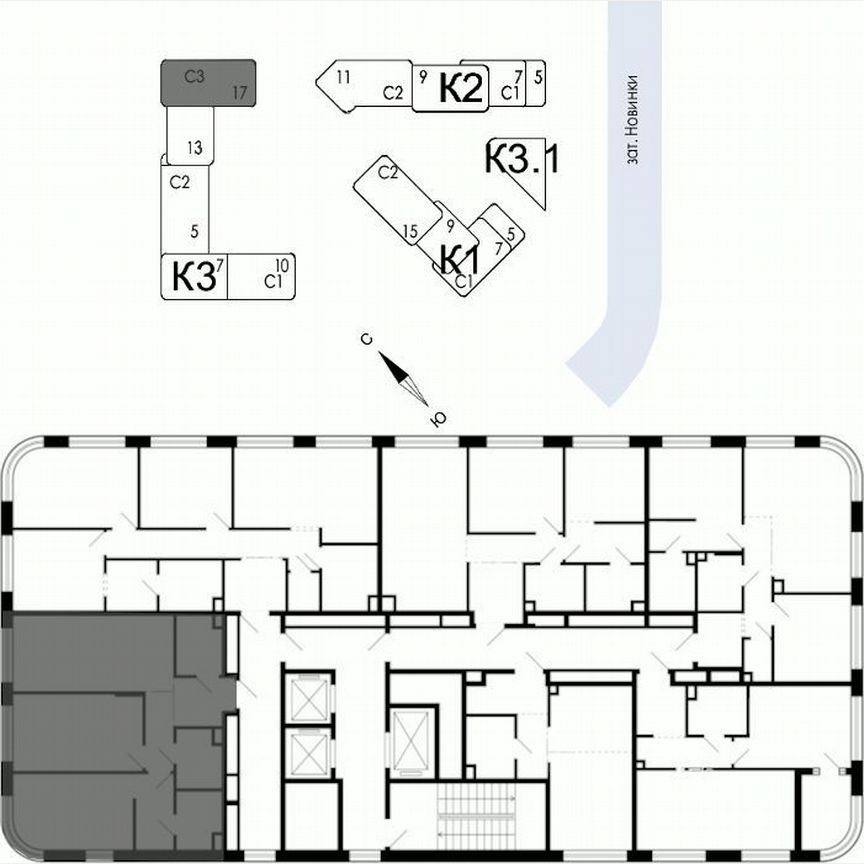2-к. квартира, 74,3 м², 17/17 эт.