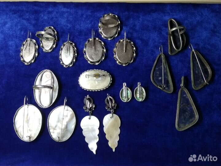 Украшения комплекты перламутр лазурит серебро