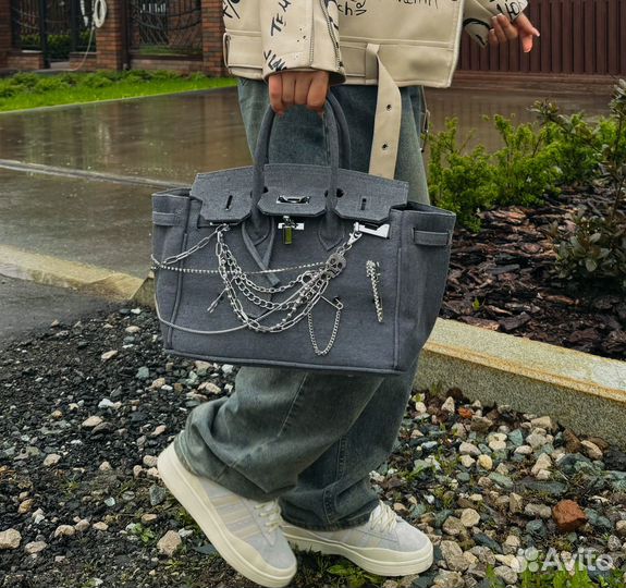 Новая Джинсовая сумка в стиле Hermes (Биркин)