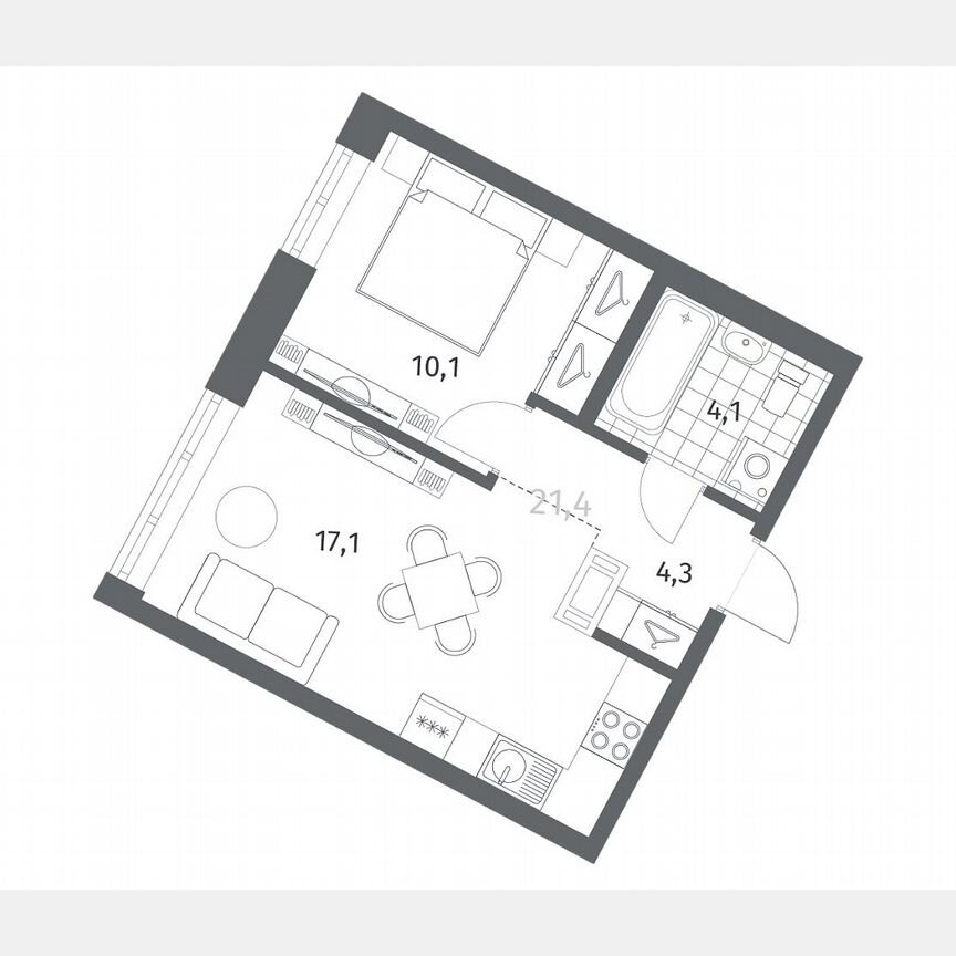 1-к. квартира, 35,7 м², 7/12 эт.