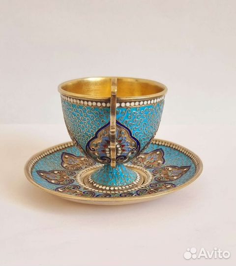 Кофейная пара. Серебро 84. Эмаль