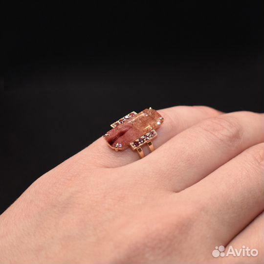 Кольцо золотое. Турмалин Малхан 5.70 ct. и Шпинель