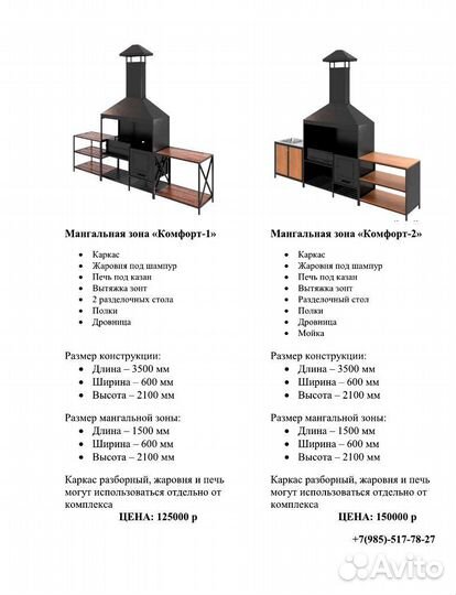 Мангальная зона для беседки Комфорт-3