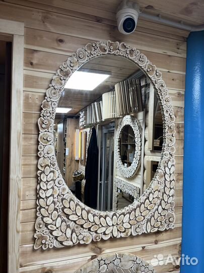 Зеркало для бани настенное из Можжевельника
