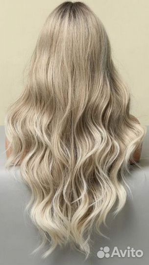 Парик женский блонд длинные волосы 60-65 см, омбре