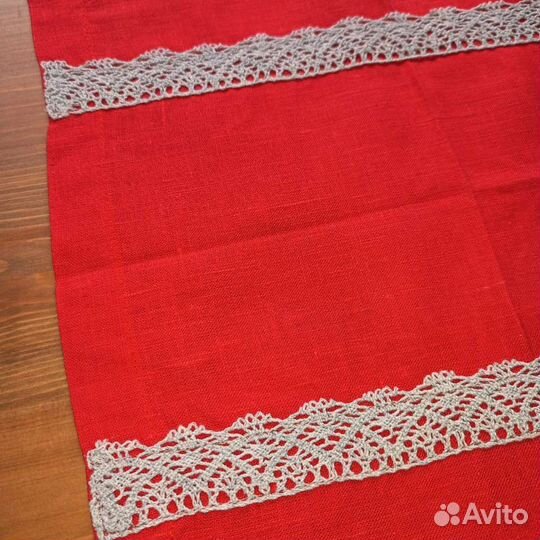 Салфетки 30х30 лён с кружевом