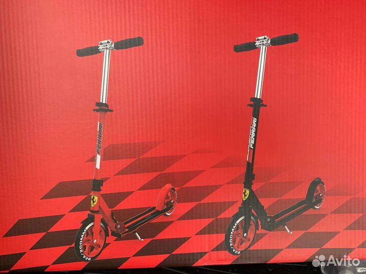 Самокат для взрослых ferrari, красный