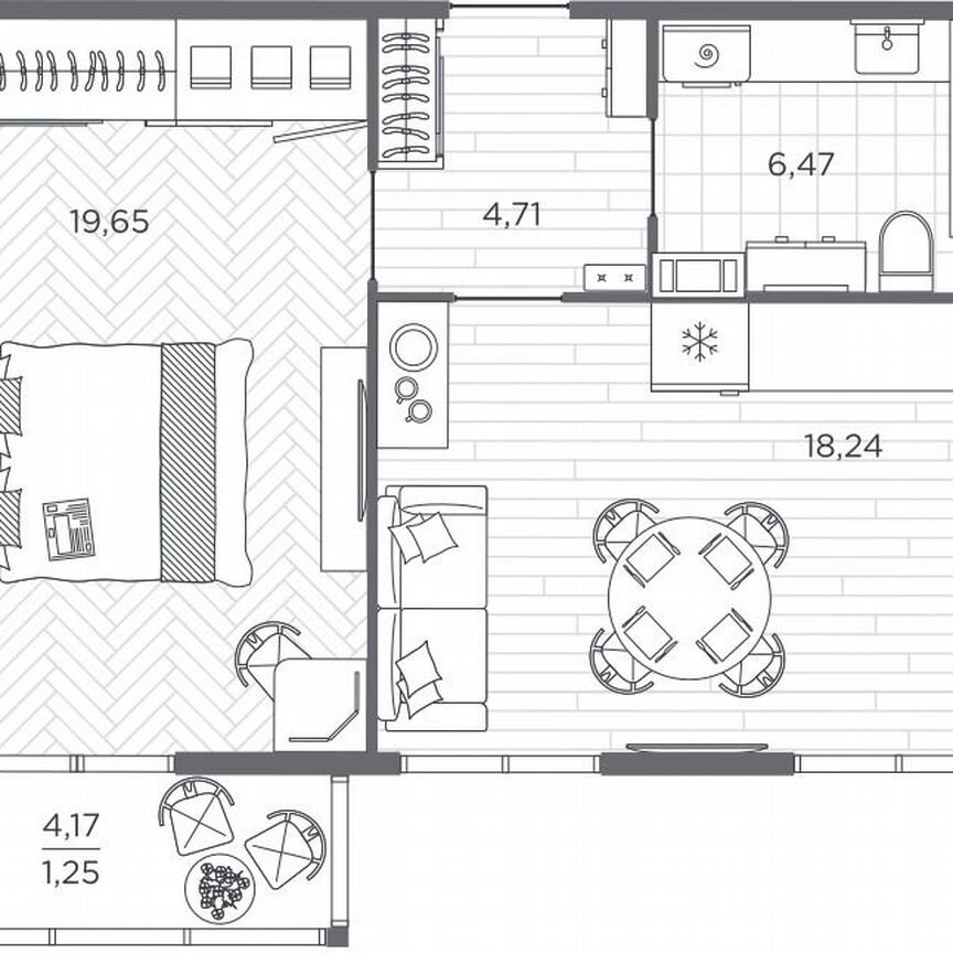 1-к. квартира, 50,3 м², 6/9 эт.