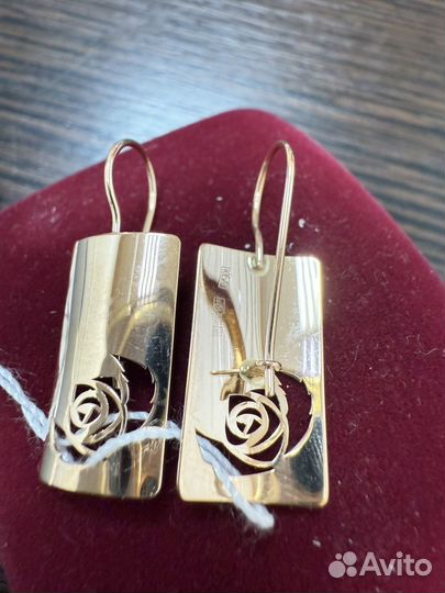 Новые серьги из золота 585 пробы Розы