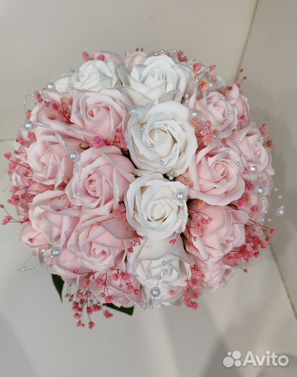 Свадебный букет из мыльных роз