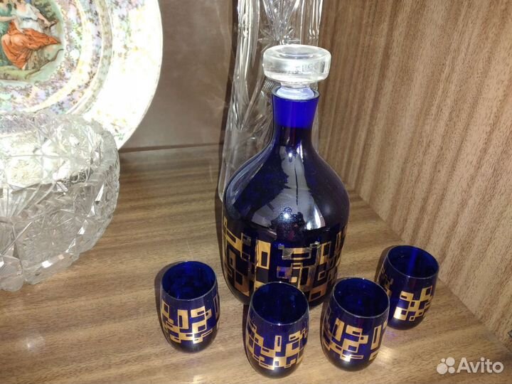 Графин синее стекло СССР
