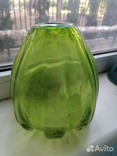 Ваза для цветов СССР из цветного стекла