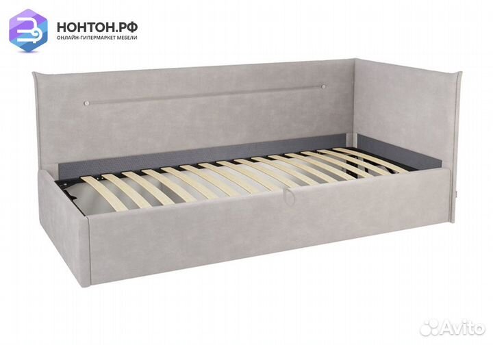 Кровать Альба 0.9 м светло-серая