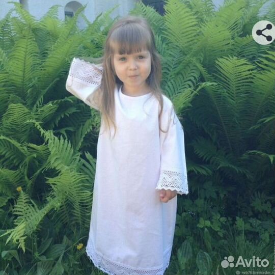 Хлопковая рубашка-сорочка для девочки