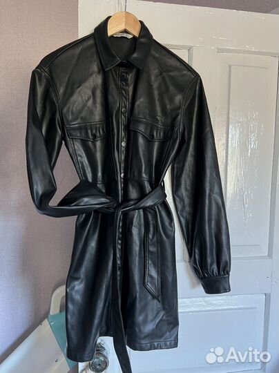 Кожаное платье stradivarius