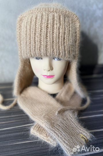 Шапка ушанка +варежки