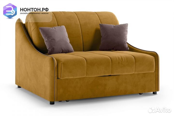 Диван аккордеон Эско горчичный / коричневый
