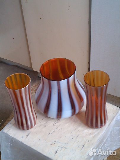 Вазы из цветного стекла СССР