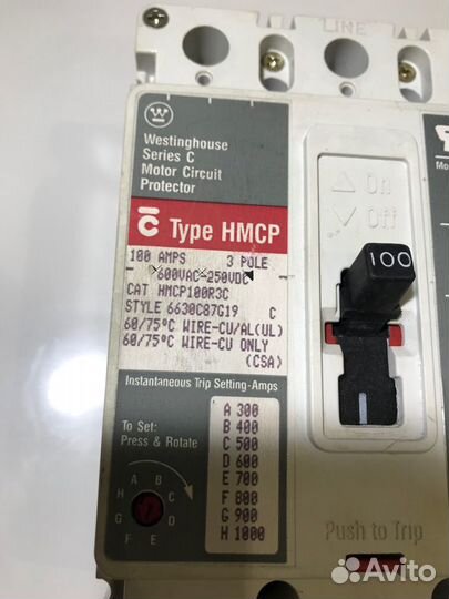 Выключатель Hmcp100R3C Cutler Hammer 100А Б/У 1 шт