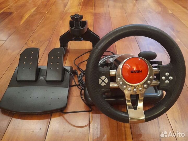 Игровой Руль sven turbo с педалями и креплением