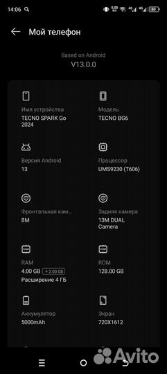 TECNO Spark Go 2024, 4/128 ГБ