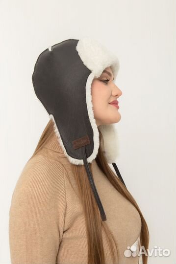 Шапка ушанка из овчины женская 