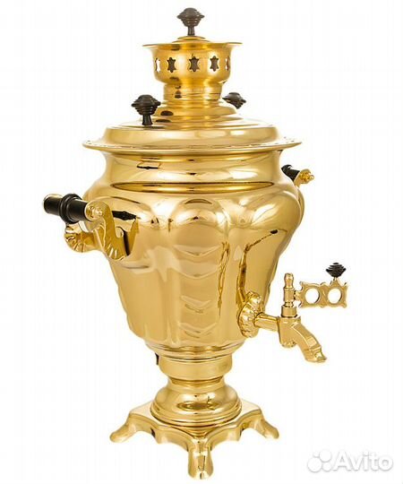 Тульский самовар «Турист» 3л латунь на дровах