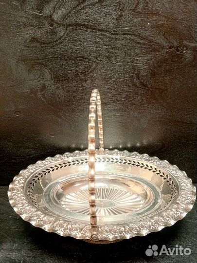 Конфетница фруктовница корзина серебрение