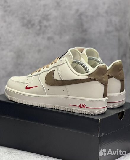 Кроссовки Nike Air Force 1 White Brown (Арт.59613)