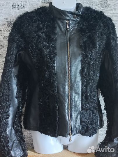 Кожаная куртка с натуральным мехом 44