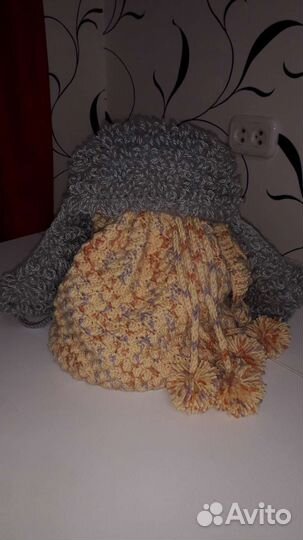 Шапка ушанка женская вязаная