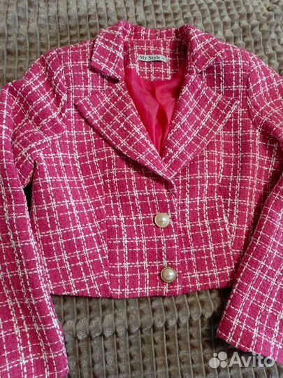 Твидовый жакет укороченный 42-44