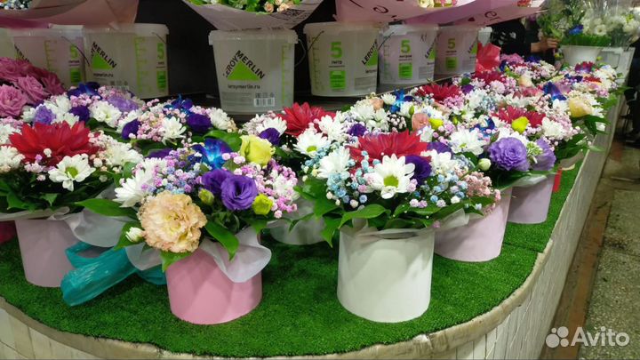 Букет в шляпной коробке