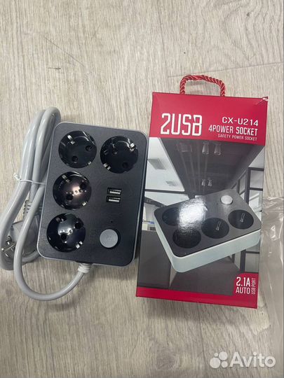 Сетевой фильтр 2 usb 2.1 cx-u214