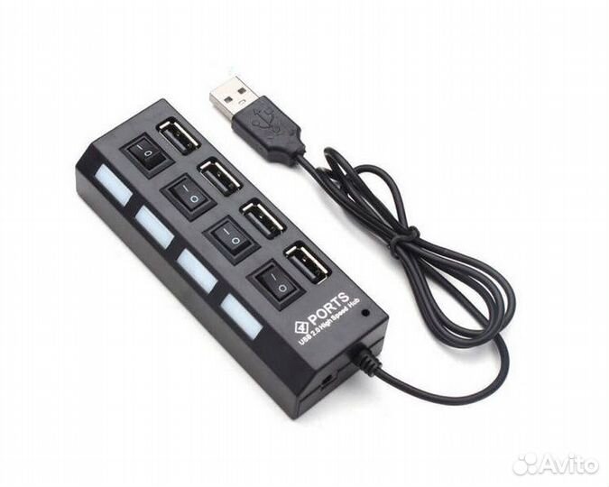 USB-hub 4 порта с выключателями