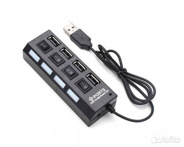 USB-hub 4 порта с выключателями