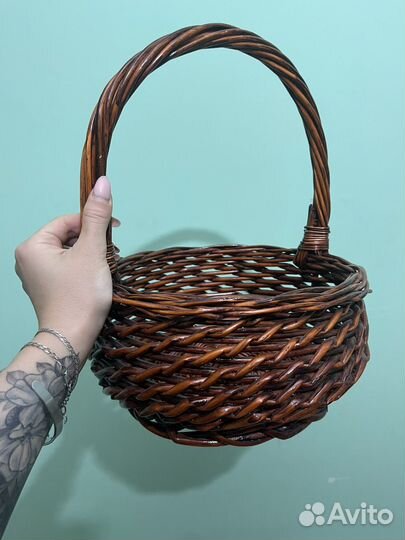 Корзина плетеная круглая большая