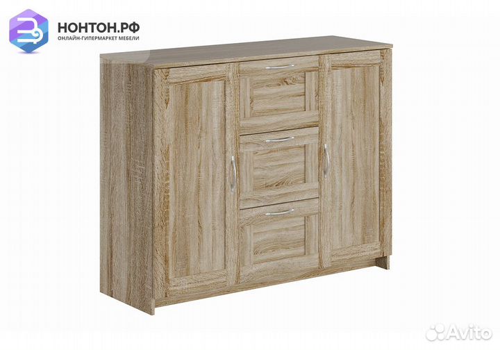 Комод с дверцами Сириус 3 ящика сонома