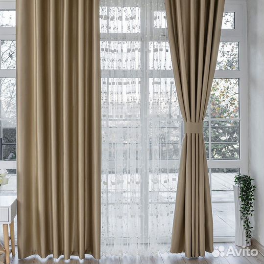 Шторы сатен Адора Английское золото