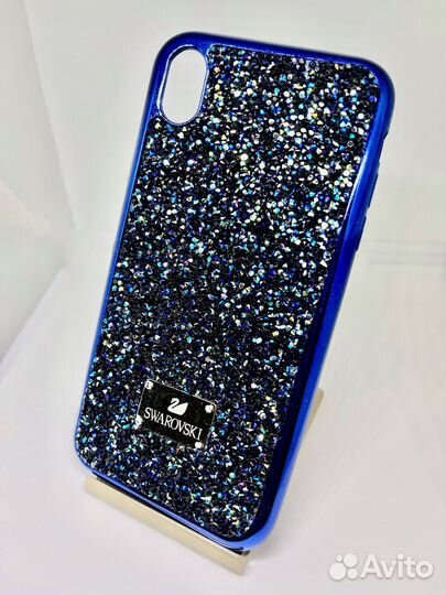 Swarovski чехол для iPhone xr синий