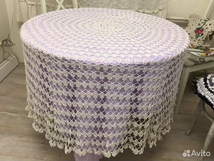 Ручная вязка скатерть на круглый стол
