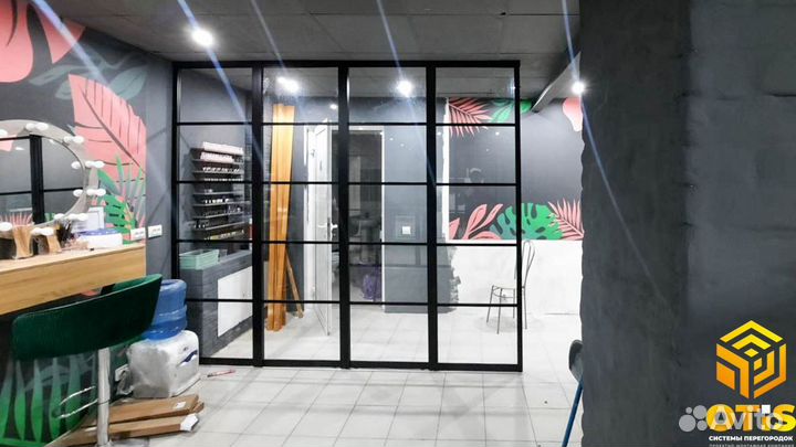 Перегородки стеклянные раздвижные