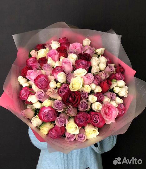 Большой букет цветов/Высокие розы