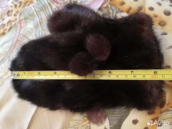 Норковые варежки темно коричневые