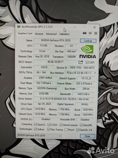 Nvidia RTX 2070 8 гб / Видеокарта